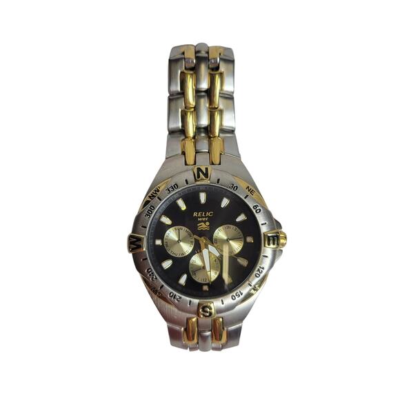 Relic Wet Men Watch ZR15369 Formal Multifunction Two Tone 36mm Quartz w/ link - Picture 1 of 5